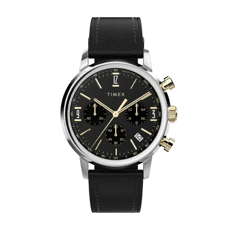 Timex Marlin® Chronograph Tachymeter Black Dial Men's Watch- TW2W51500 TW2W51500UJ watch, front product view