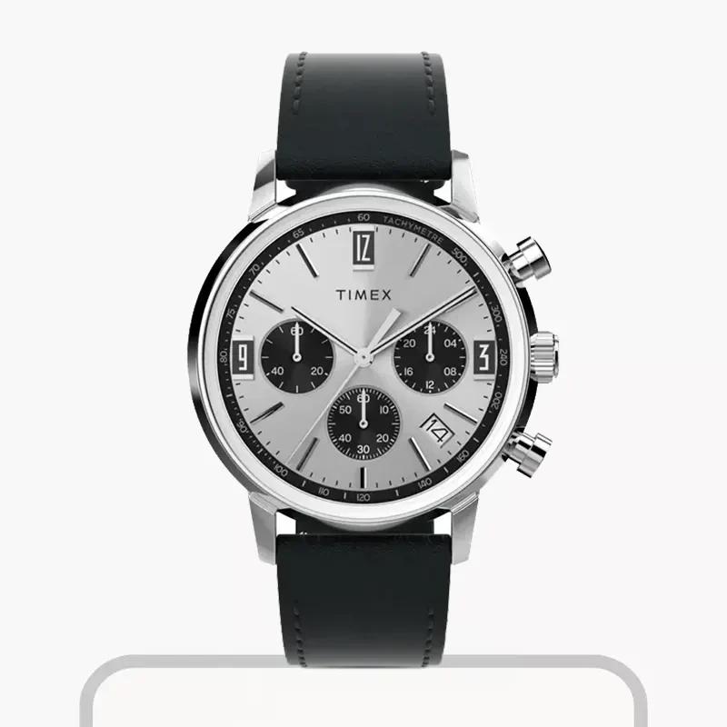 Timex Marlin® Chronograph Tachymeter Leather Men's Watch- TW2W10300 watch, front product view
