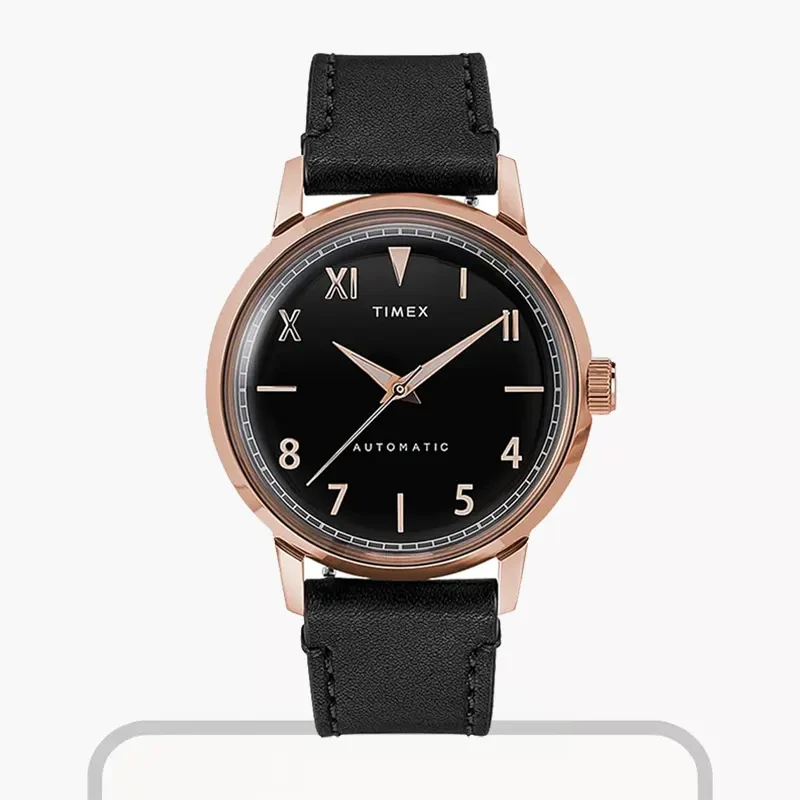 Timex Marlin Automatic Black Dial Leather Men's Watch- TW2U83300 - 100% Original Timex Watch in Bangladesh - Watch 24 BD