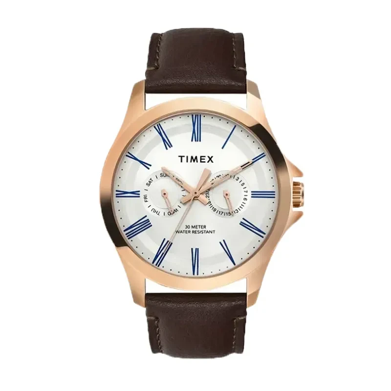 Timex Multifunction Silver Dial Polished Men's Watch- TW000X128 watch, front product view