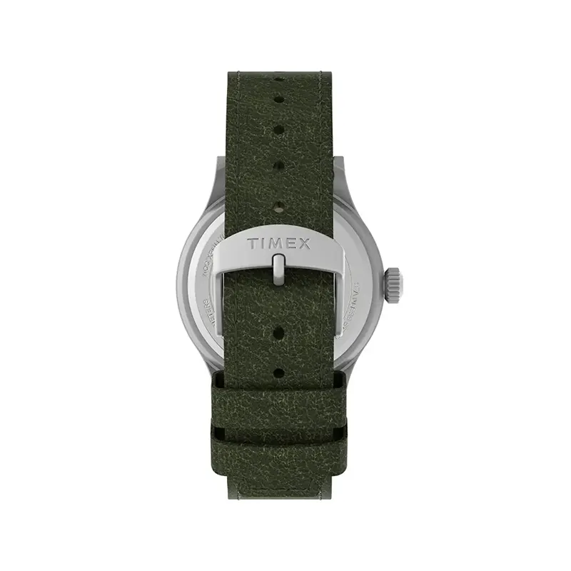 Timex Standard Black Dial Leather Men's Watch- TWB22900 watch dial and case detail
