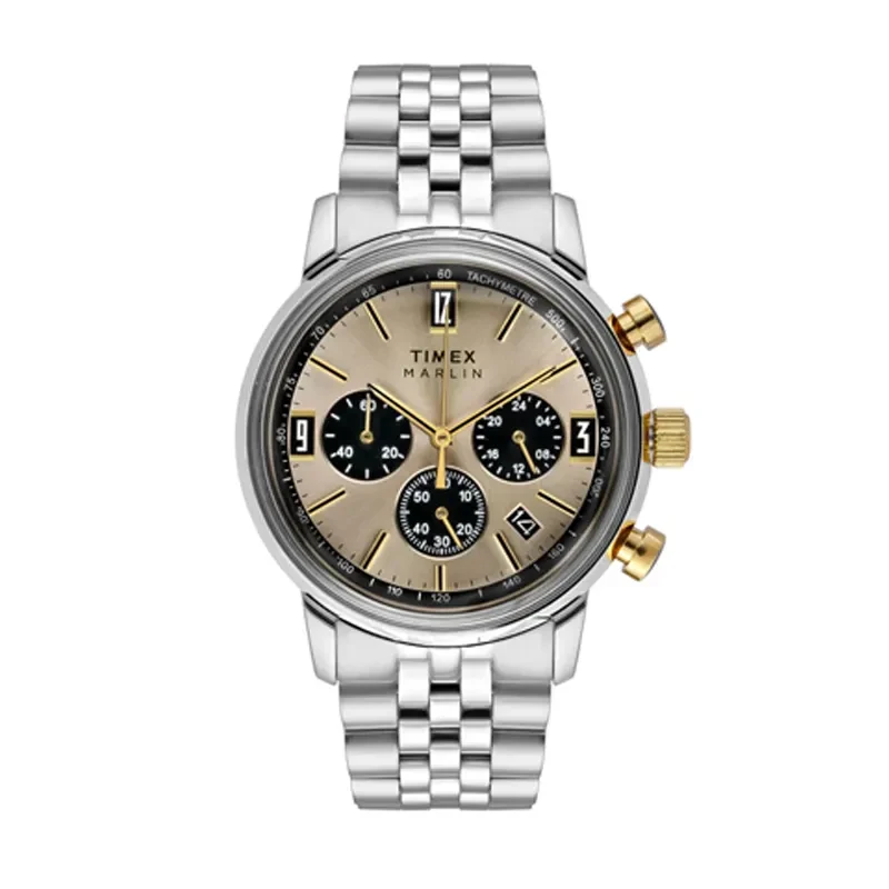 Timex Marlin Chronograph Gold-tone Accents Dial Watch- TWEG26713 watch, front product view