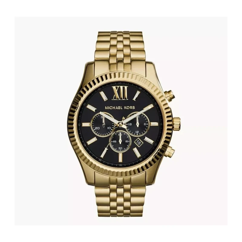Michael Kors Lexington Chronograph All-Gold Black Dial Men's Watch - MK9245