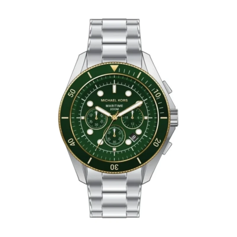 Michael Kors Maritime Diver Silver-Tone Green Dial Men's Watch - MK9215