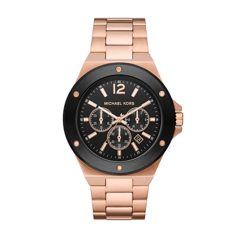 Michael Kors Lennox Chronograph Rose Gold-Tone Black Dial Men's Watch - MK8940