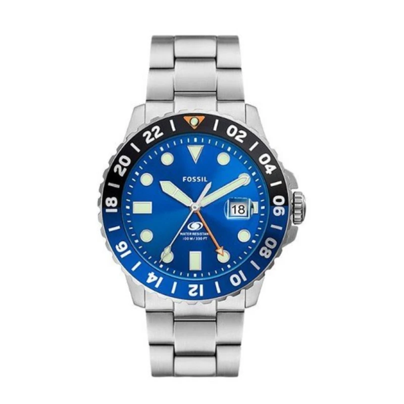 Fossil Blue GMT Rotating Bezel Blue Dial Stainless Steel Men's Watch - FS5991