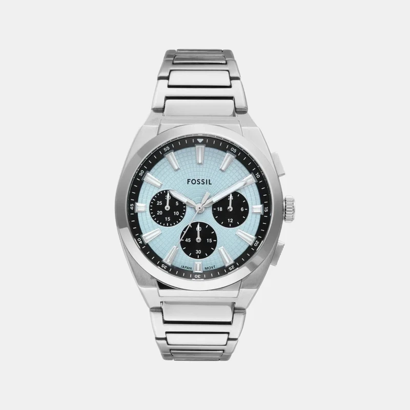 Fossil Everett Chronograph Ice Blue Dial Stainless Steel Men's Watch - FS6105