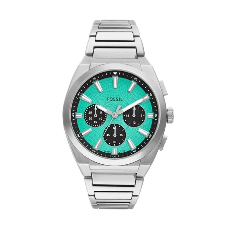 Fossil Everett Chronograph Turquoise Dial Stainless Steel Men's Watch - FS6117