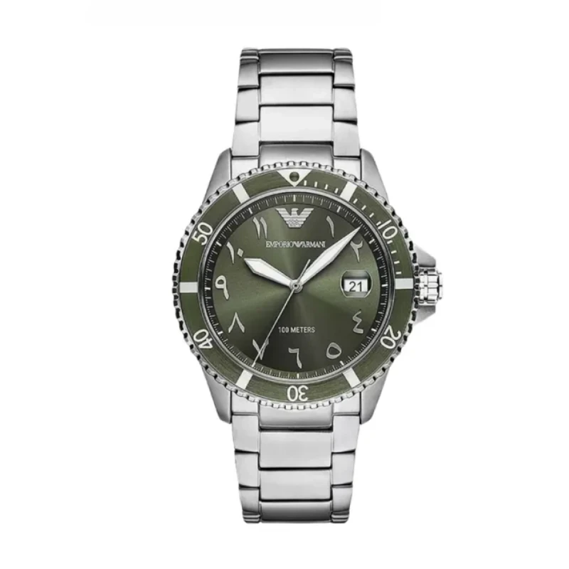 Emporio Armani Sea Explorer Deep Green Dial Stainless Steel Men's Watch - AR80072