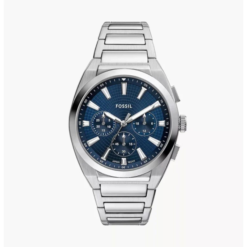 Fossil Everett Chronograph Blue Dial Stainless Steel Men's Watch - FS6104