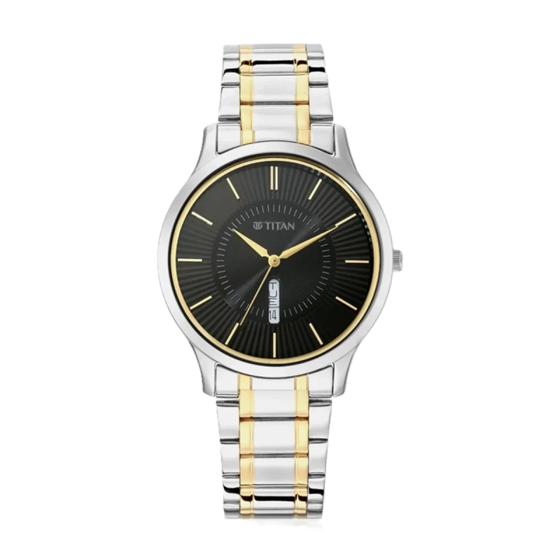 Titan Lagan Black Dial Two-tone Men's Watch 1845BM01