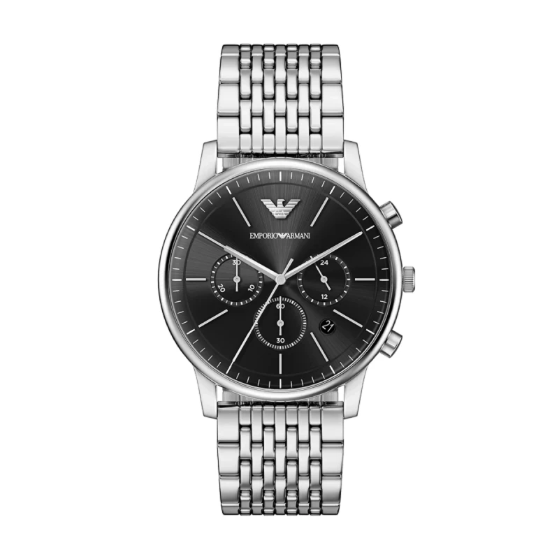 Emporio Armani Minimalist Chronograph Black Dial Men's Watch- AR11772