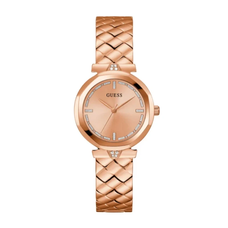 Guess Rumour Quilted Rose Gold Tone Crystal Women's Watch- GW0613L3