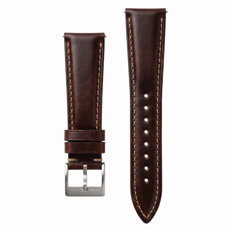 High quality genuine Leather men's watch strap 22 mm , Buckle band black& brown - R013090