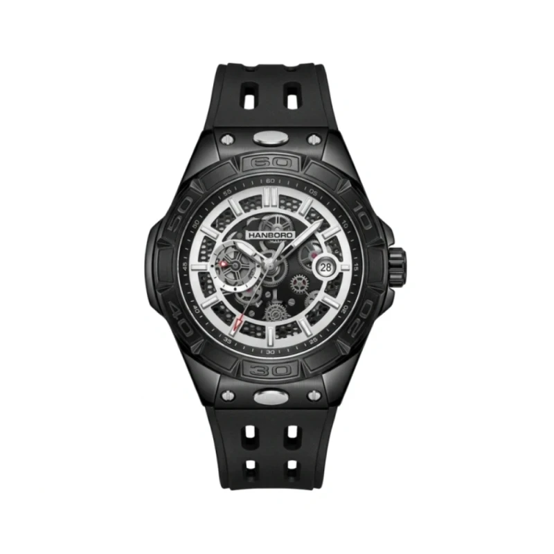 HANBORO Grand Diver Industrial Skeleton Automatic Black Men's Watch- HBR-847 | Watch Shop BD