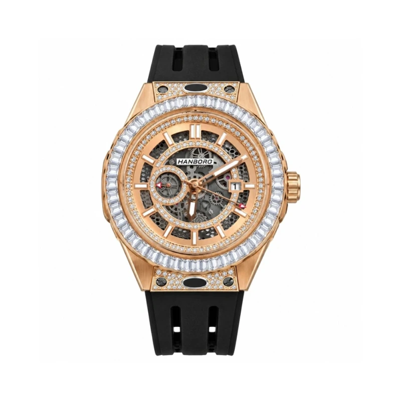 HANBORO Crystal Inlay Tonneau Men's Watch - HBR-842