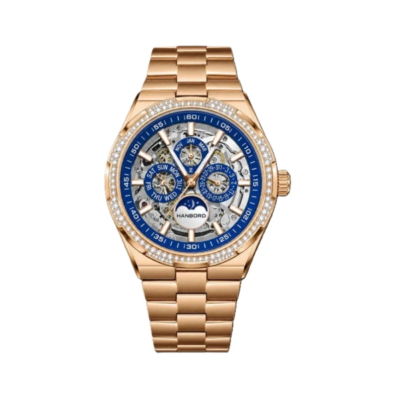 HANBORO Tonneau Multifunction Skeleton Men's Watch - HBR-8022-2