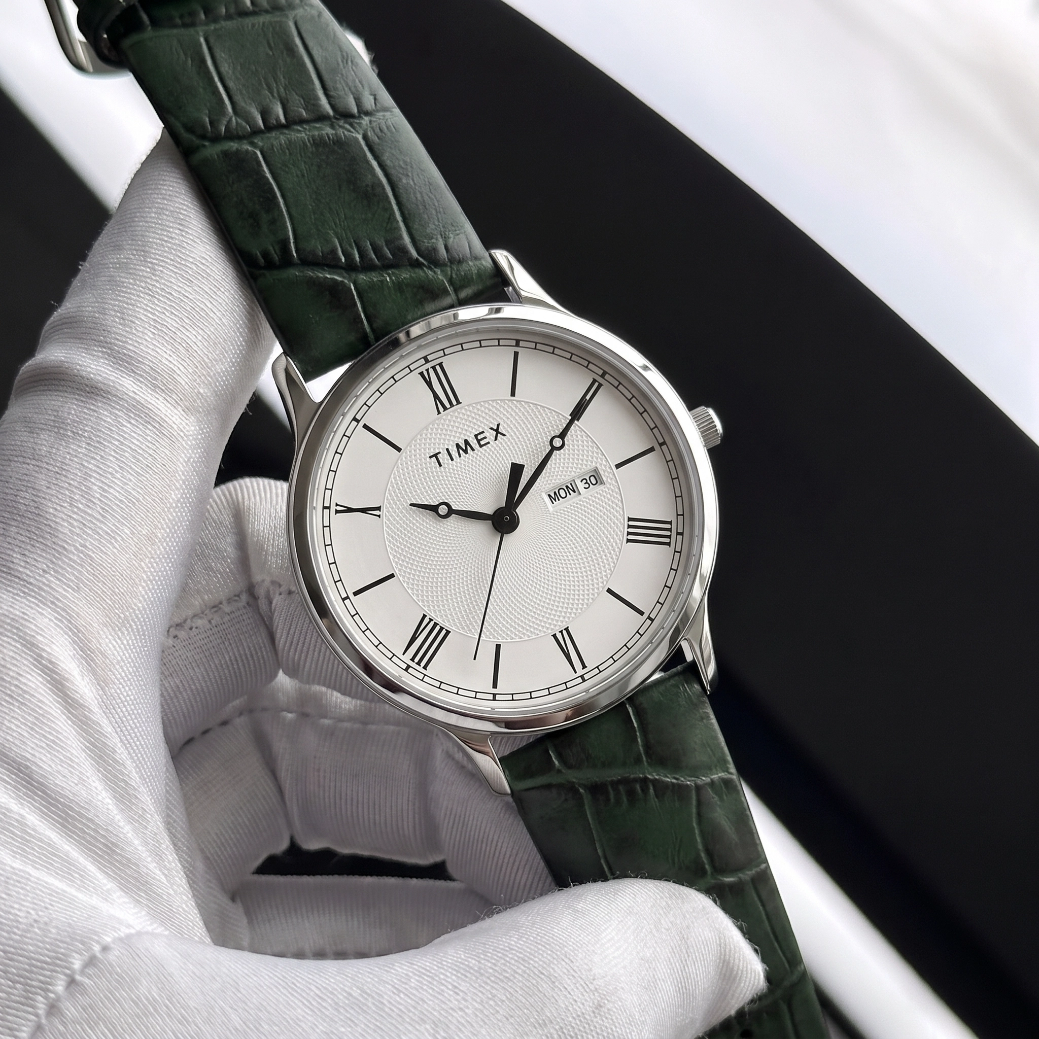 Timex White Dial Analog Men's Watch- TWTG10510 watch dial and case detail